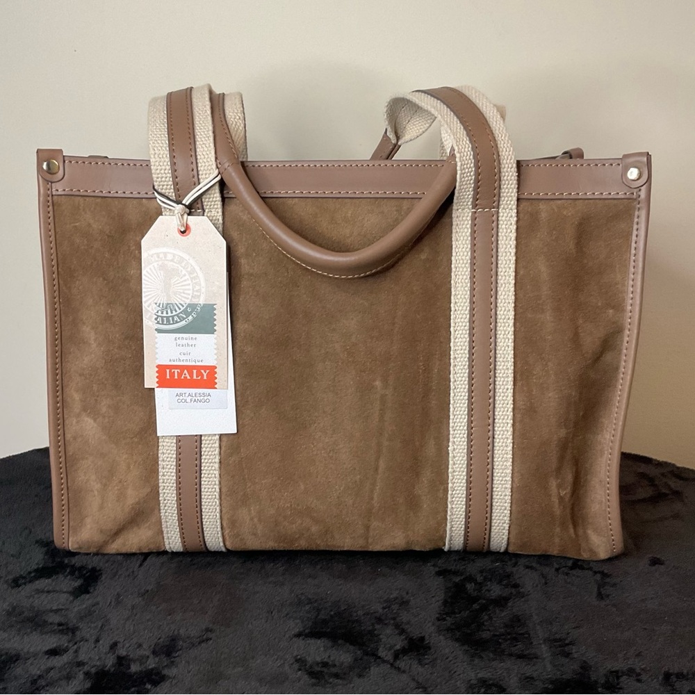 Art Alessia Tan Suede Made in Italy Tote Handbag